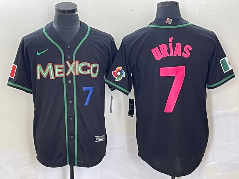 Men 2023 World Cub Mexico #7 Urias Black pink Nike MLB Jersey41